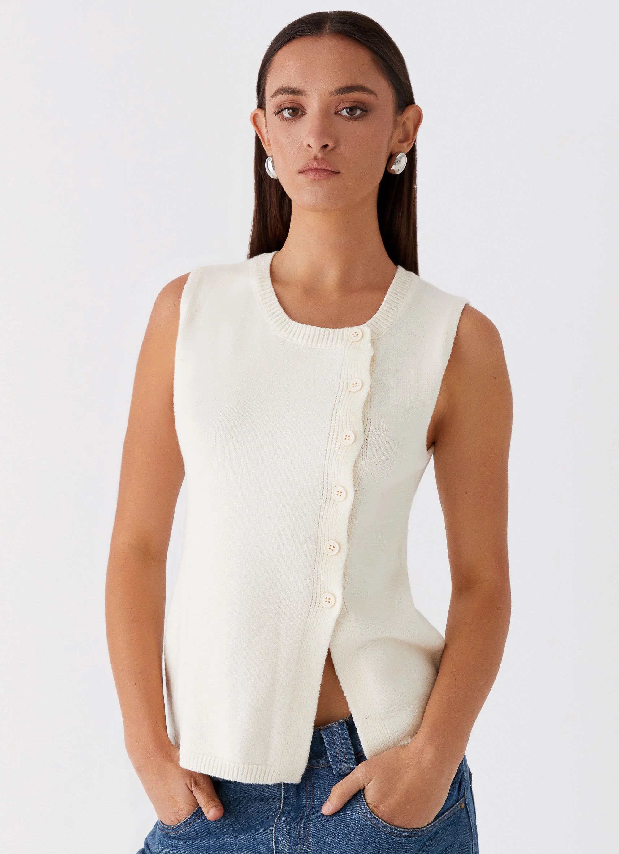 Carey Vest Top - White | Peppermayo (Global)