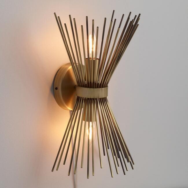 Brass Starburst Two Light Logan Wall Sconce | World Market