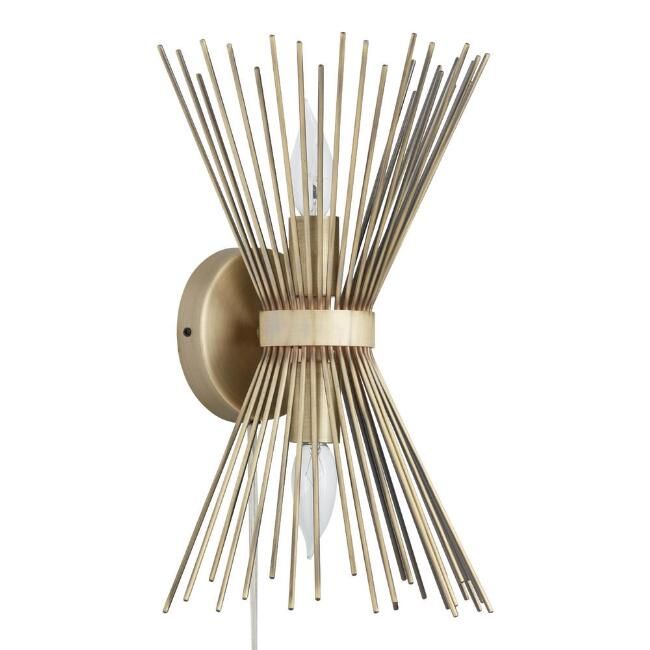 Brass Starburst Two Light Logan Wall Sconce | World Market