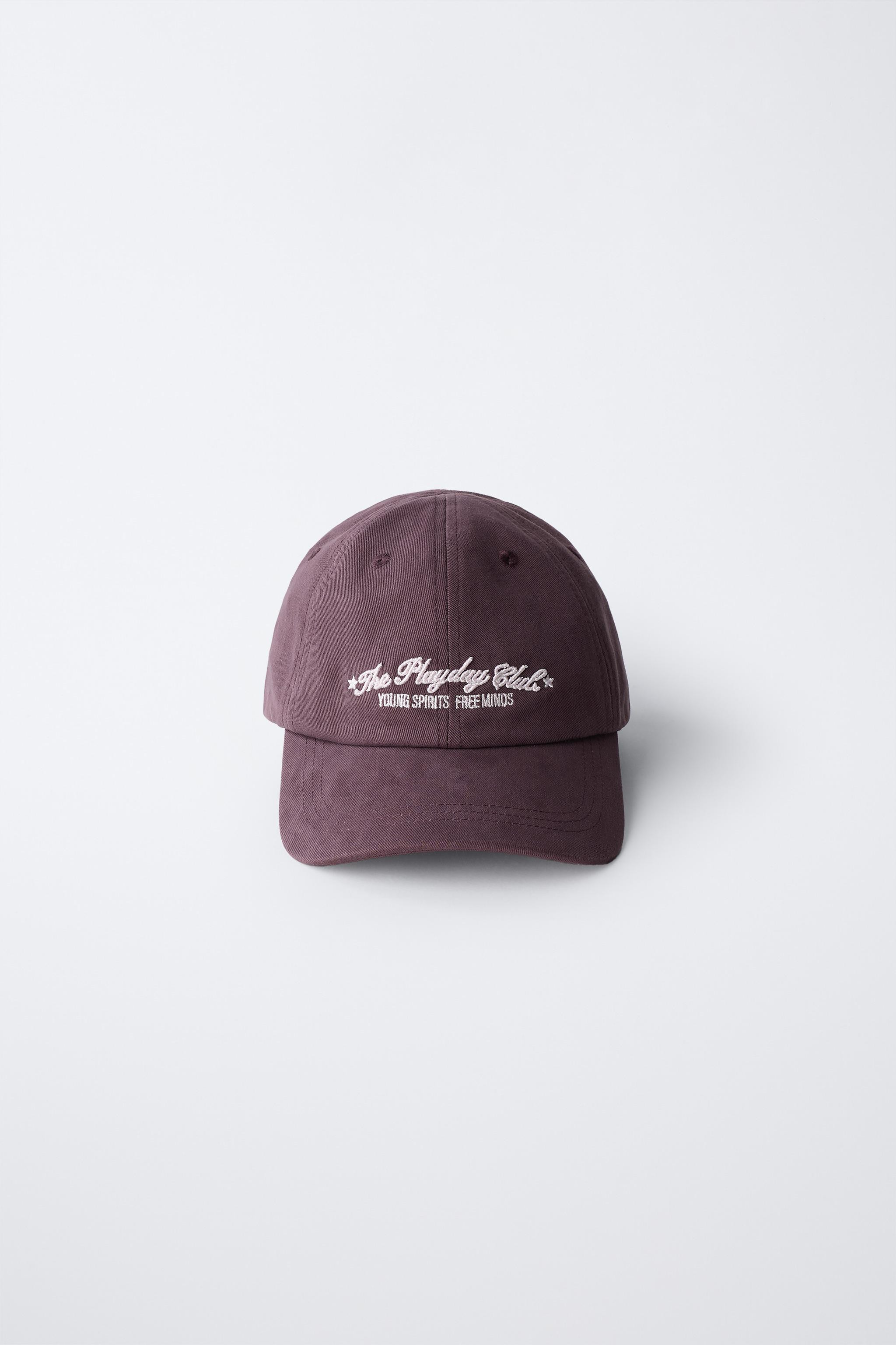 WASHED EFFECT EMBROIDERED TEXT CAP | Zara US