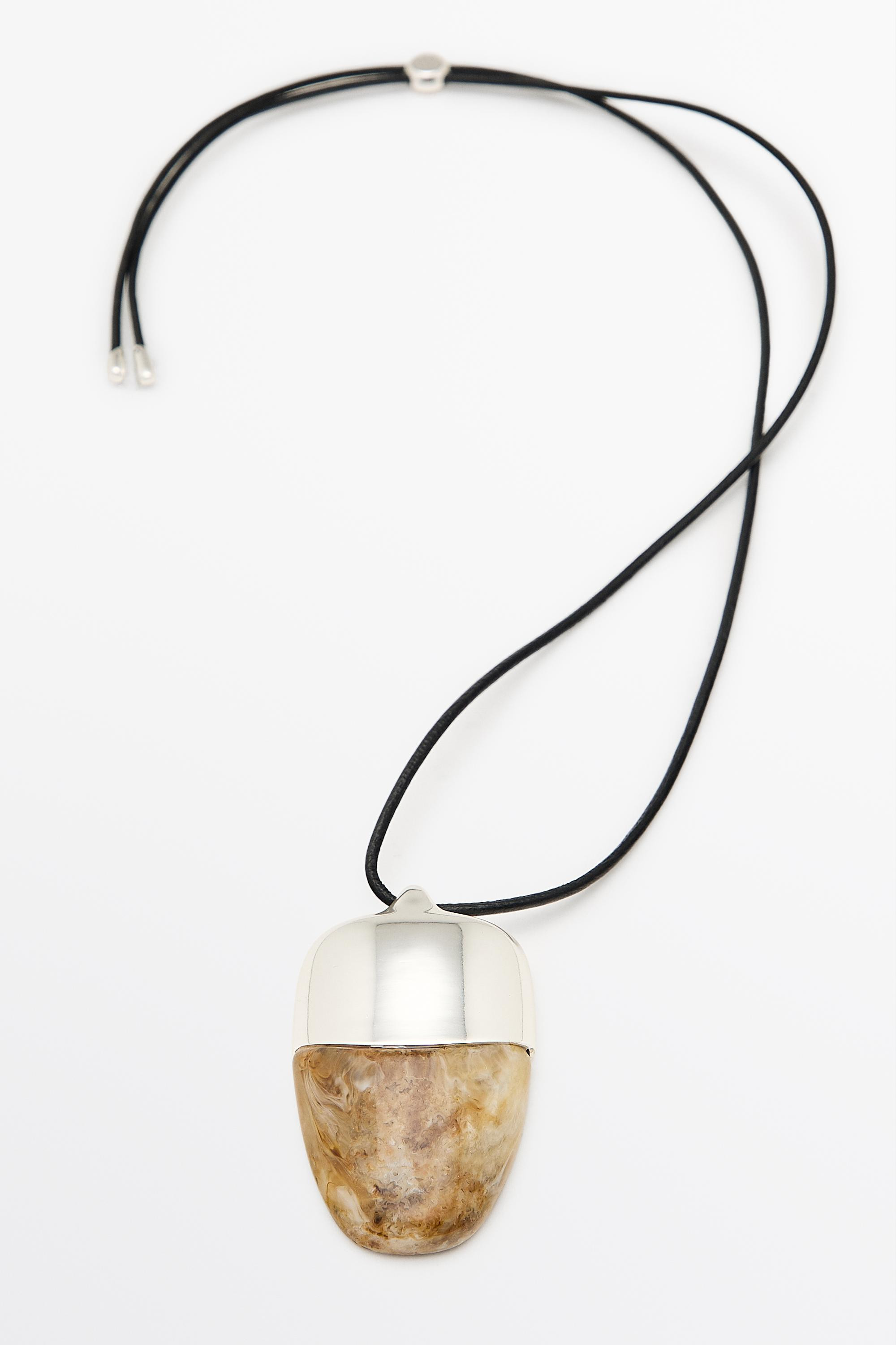 Marbled pendant necklace | Massimo Dutti US