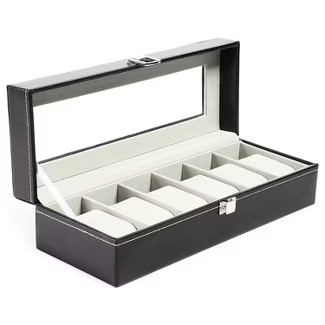 Juvale Watch Box for Men - 6 Slot Luxury Leather Display Case with Pillow Cushions and Metal Buck... | Target