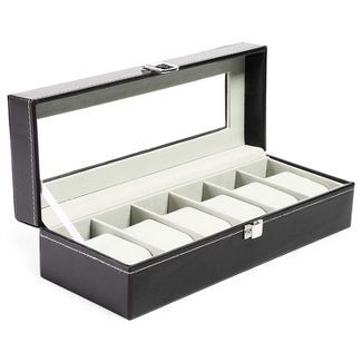 Juvale Watch Box for Men - 6 Slot Luxury Leather Display Case with Pillow Cushions and Metal Buck... | Target