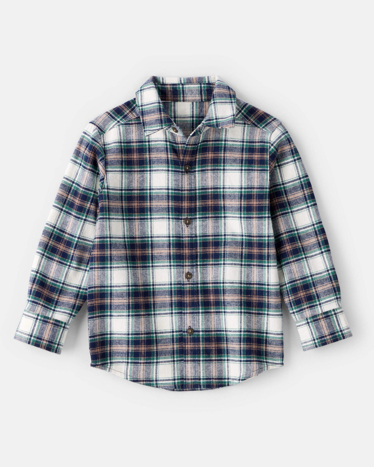 Toddler Boy Plaid Button-Down Shirt - Cream/Navy | Carter's Inc