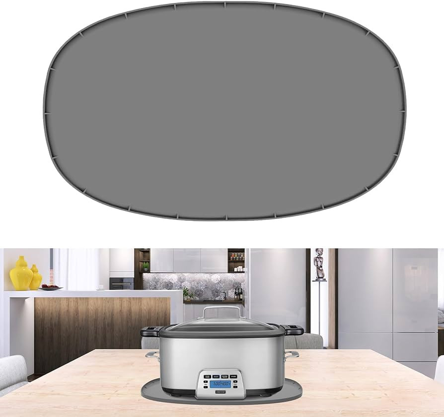 Heat Resistant Mat for 6-8 Quart Slow Cooker, Kitchen Heat Resistant Silicone Trivet，Oval Thick... | Amazon (US)