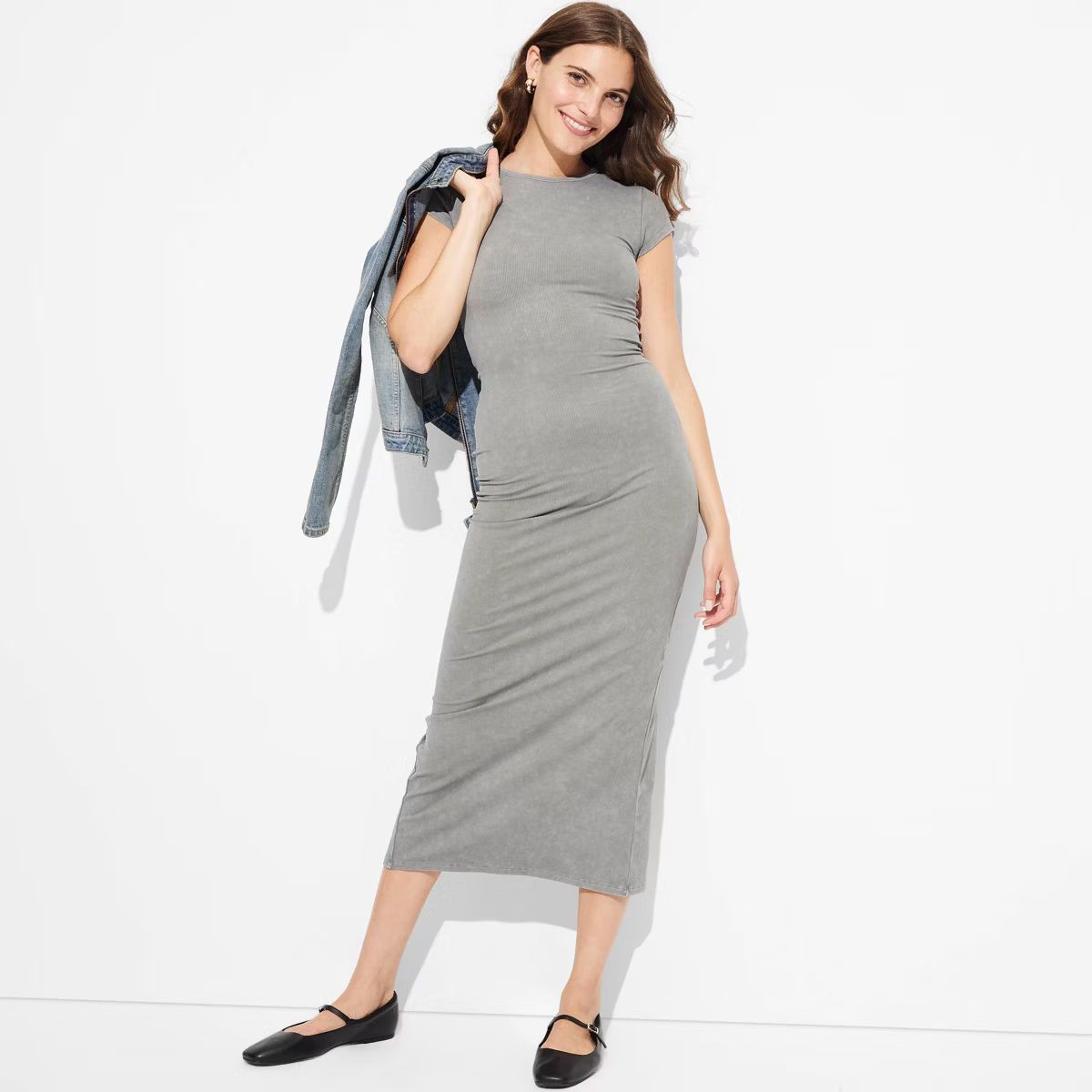 Women's Rib-Knit Short Sleeve Maxi T-Shirt Dress - Wild Fable™ | Target