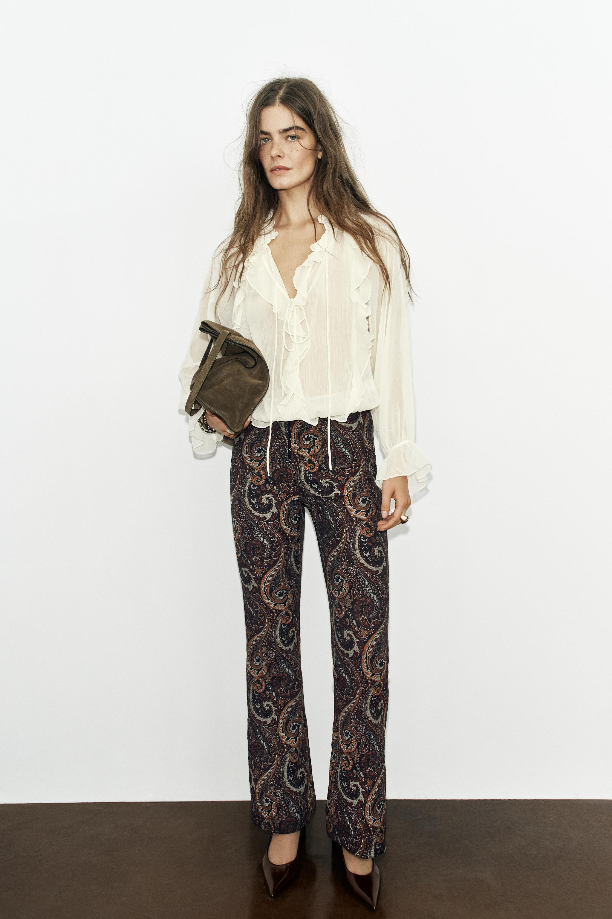 JACQUARD FLARE TROUSERS | Zara US