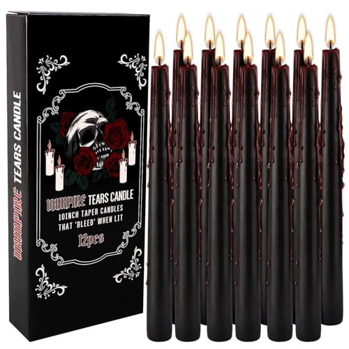 12pack 10 Inch Bleeding Vampire Blood Taper Candles - Unscented Dripping Candles for Halloween Decor, Gothic Altar, Ritual & Spell Ceremonies | Amazon (US)