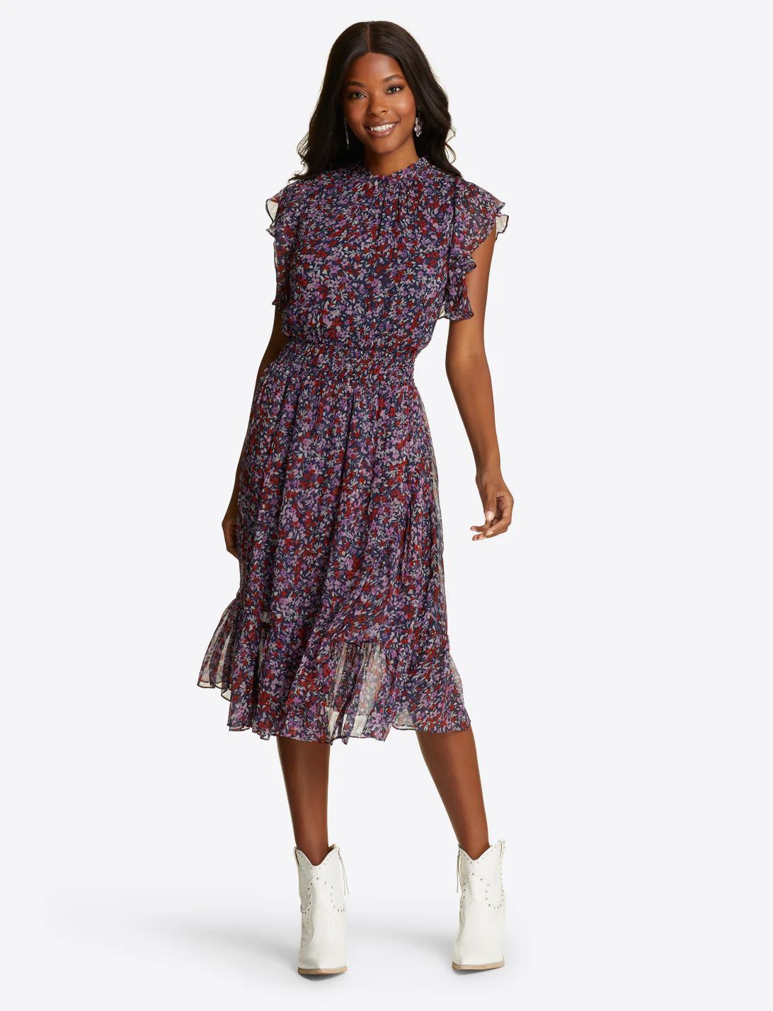 Kacey Faux Wrap Dress in Wispy Floral | Draper James (US)