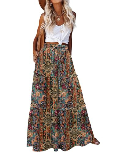 Zeagoo Womens Casual Maxi Skirts for Women 2026 High Waist Boho Skirts Floral Printed Long Flowy ... | Amazon (US)