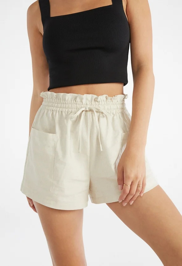 Paperbag Linen Shorts | JustFab