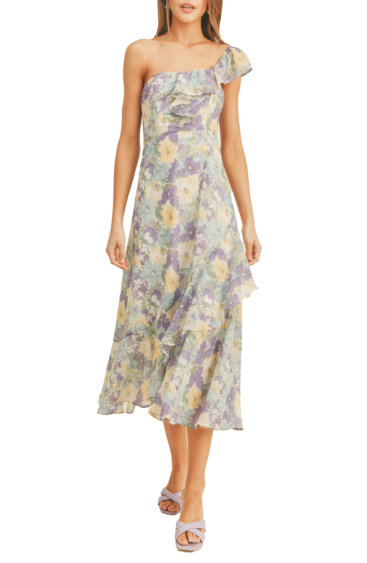 Ruffled One Shoulder Maxi Dress | Nordstrom Rack