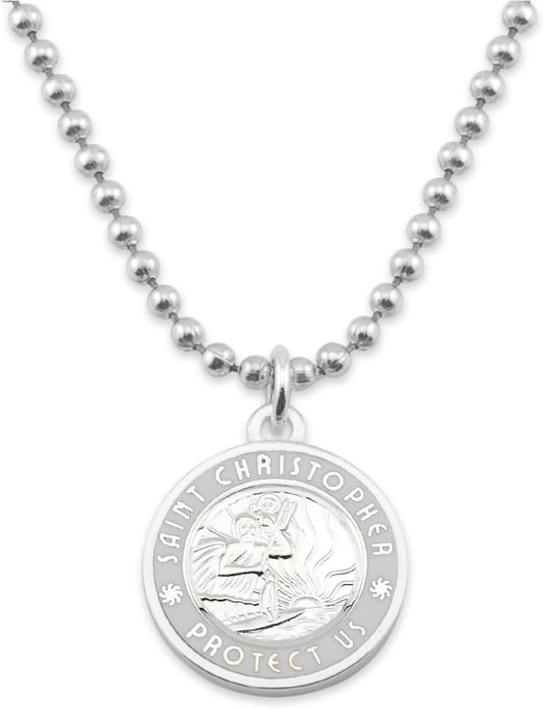 Get Back Necklaces St. Christopher Surf Necklace | Medium, 3/4” Silver Plated Medallion, 24” ... | Amazon (US)