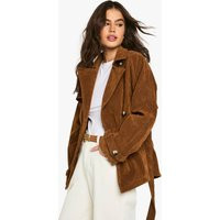 Womens Suede Look Short Belted Trench Coat - Brown - 10 | boohoo (US & Canada)