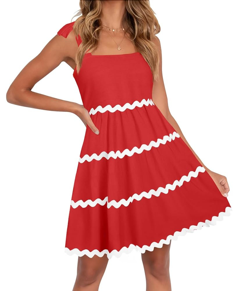 ZESICA Women's Summer Swing Mini Dress Casual Spaghetti Straps Sleeveless Smocked Backless Flowy ... | Amazon (US)