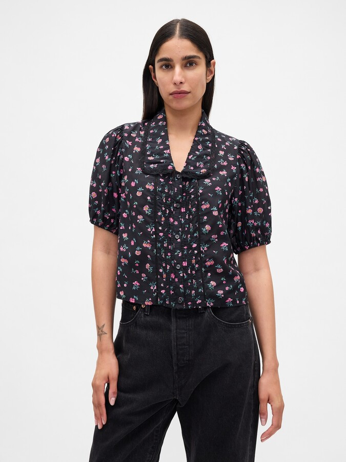 Gap Puff-Sleeve Collared Top | Gap (US)