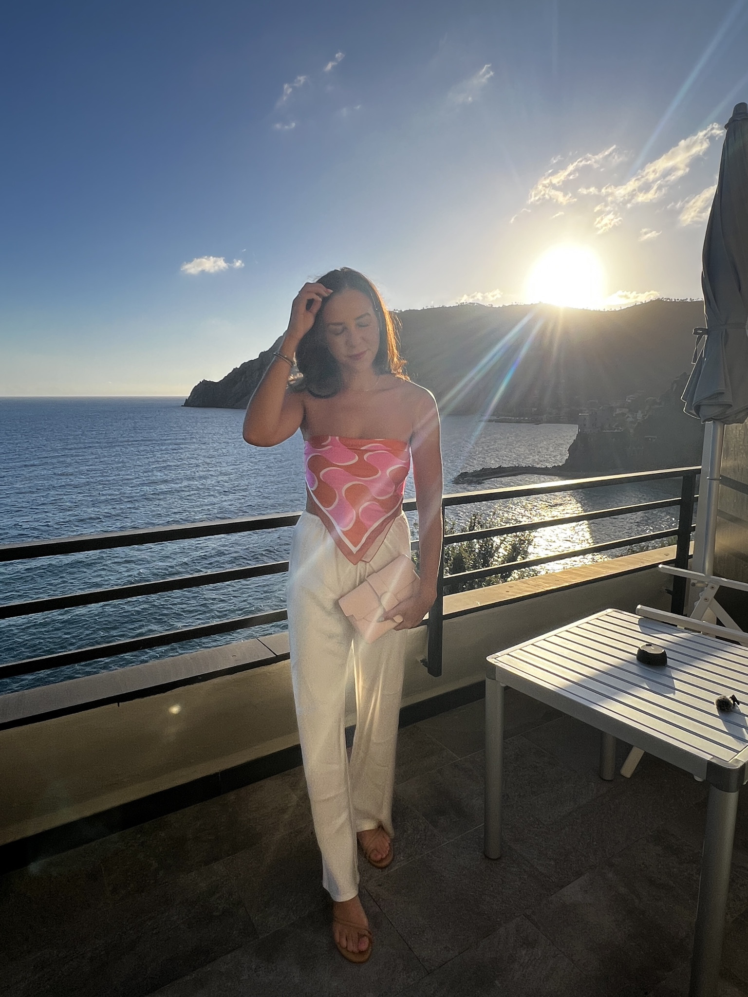 satin pants. white satin pants. cream satin pants. vacaction outfit. italian coatline outfit. scarf as a top. summer style. vacation style. 

 #LTKootd #LTKFindsUnder100 #LTKTravel