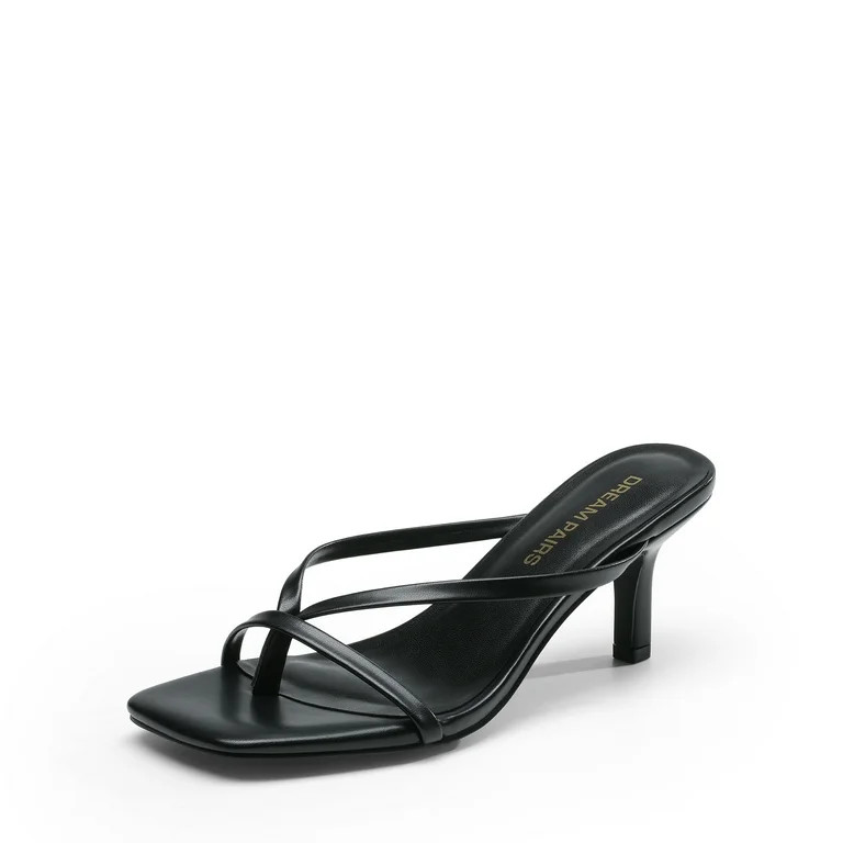 DREAM PAIRS Heels for Women Flip Flops Kitten Low Heels Open Square Toe Thong Heeled Sandals, Sex... | Walmart (US)