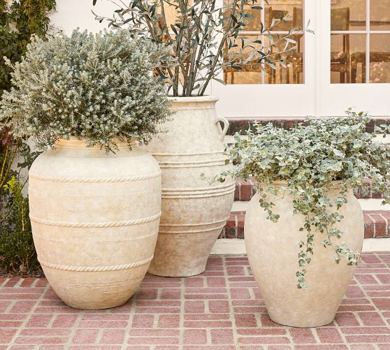 Sienna Fiber Stone Outdoor Planters | Pottery Barn (US)