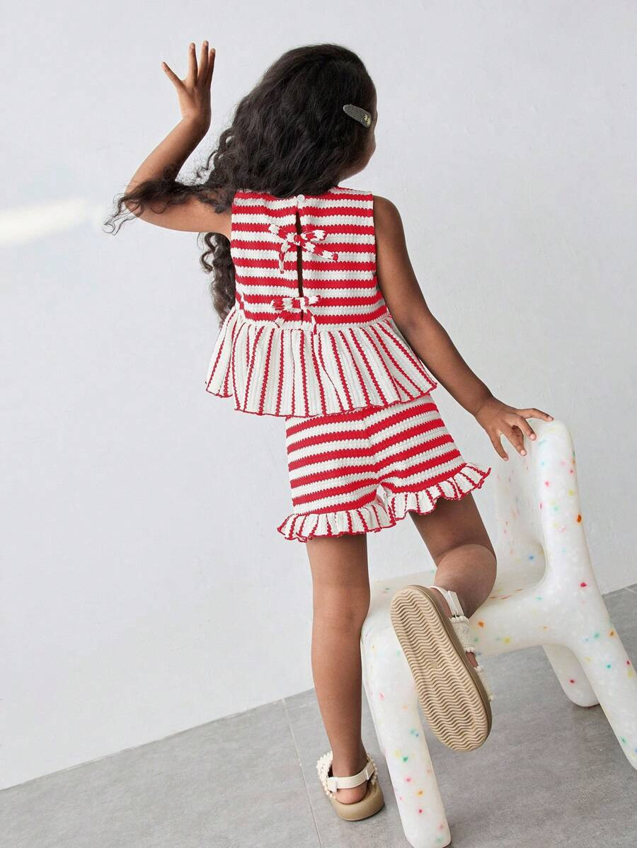 Maija Kids Maija Kids 2pcs Young Girl Striped Vest And Shorts Set | SHEIN
