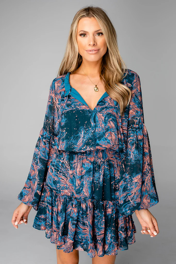Zozo Elastic Waist Mini Dress - Neptune | BuddyLove