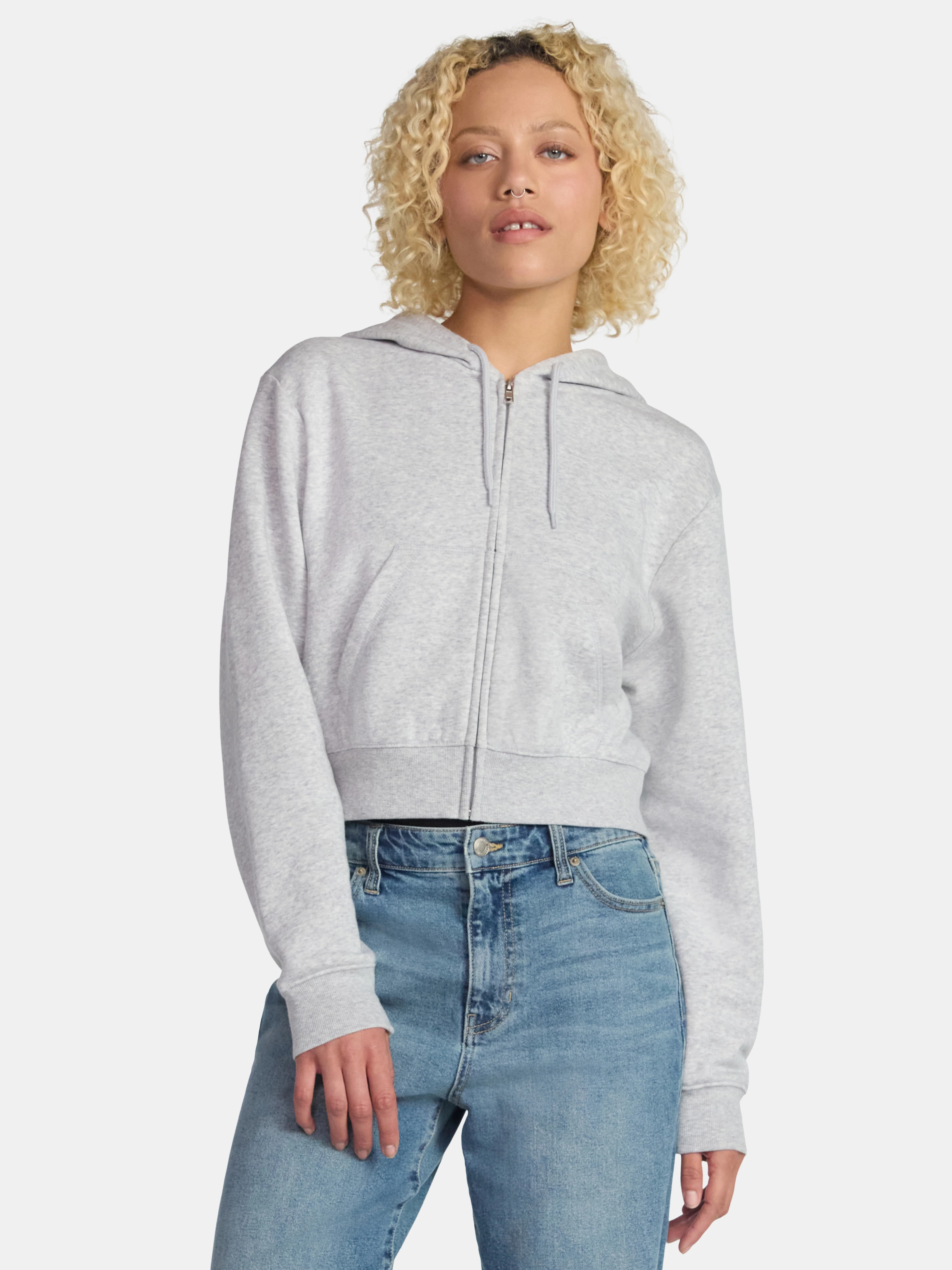 No Boundaries Cropped Fleece Zip Hoodie, Women’s | Walmart (US)