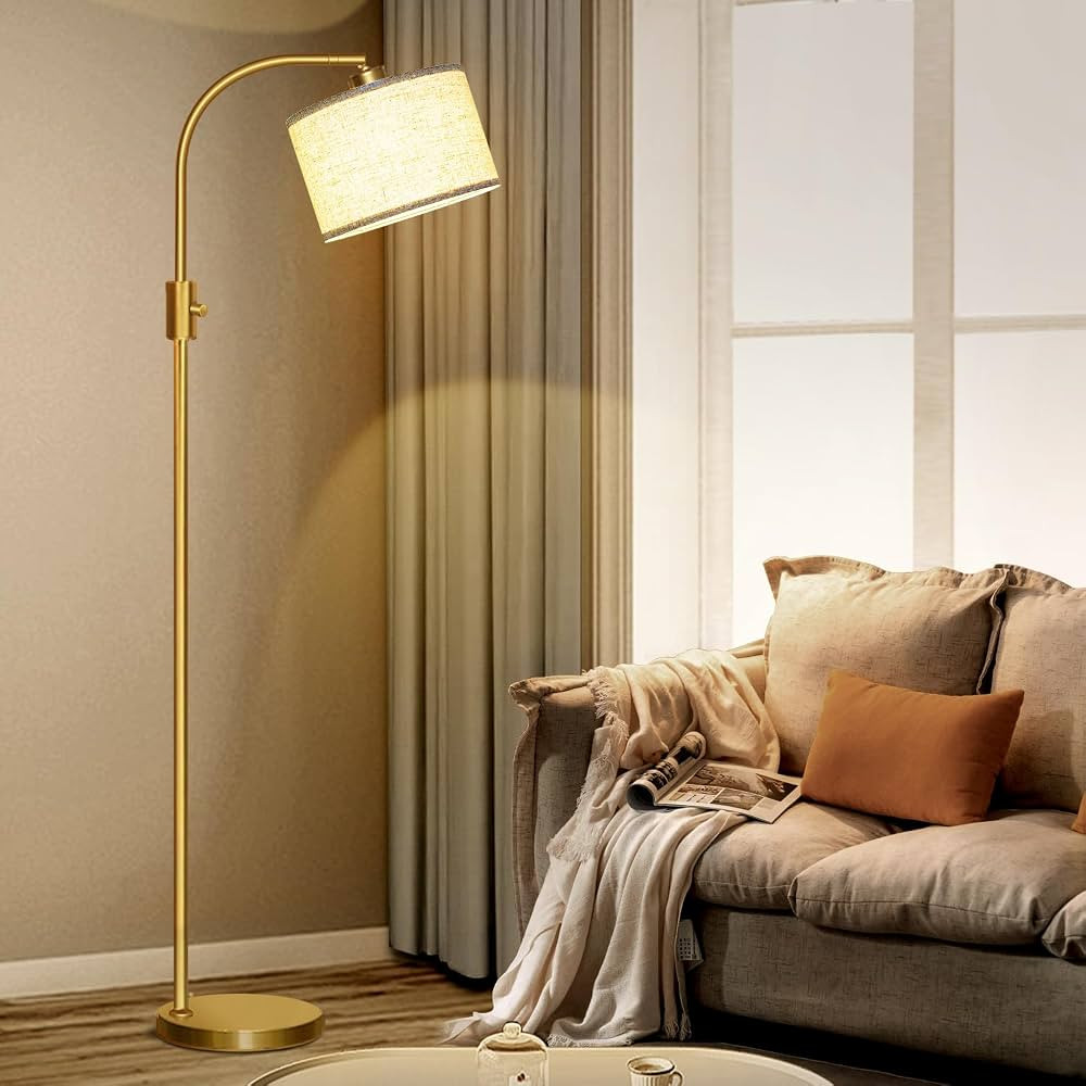 【Upgraded】 Dimmable Floor Lamp, 1200 Lumens LED Bulb Included, Gold Arc Floor Lamps for Livin... | Amazon (US)