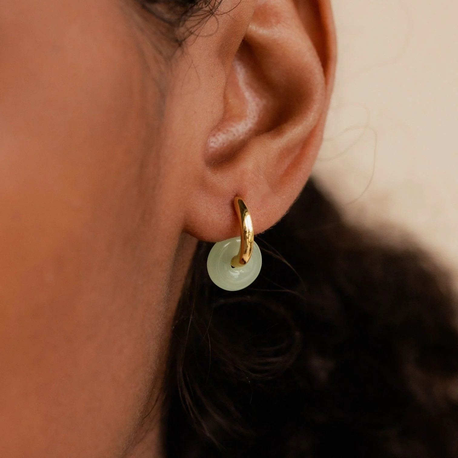 Dainty Jade Resin Duo Hoop Earrings | Caitlyn Minimalist | Caitlyn Minimalist