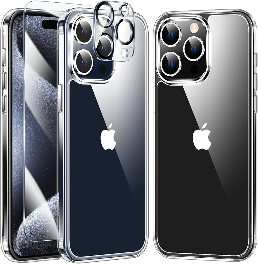 FNTCASE for iPhone 15 Pro-Max Case: Clear Slim Shockproof Cell Phone Protective Cover | Anti Yell... | Amazon (CA)