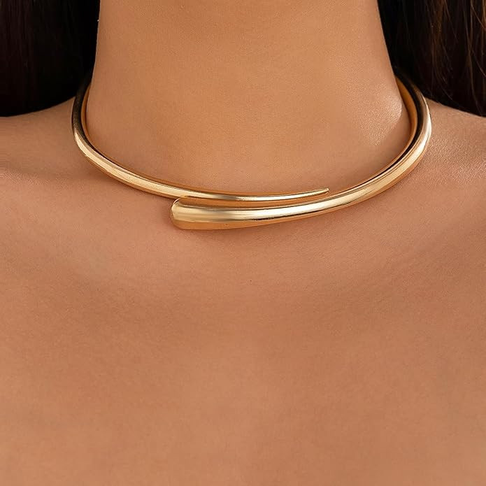 Gold Collar Necklace for Women Trendy African Jewelry Minimalist Statement Choker Metal Jewelry G... | Amazon (US)