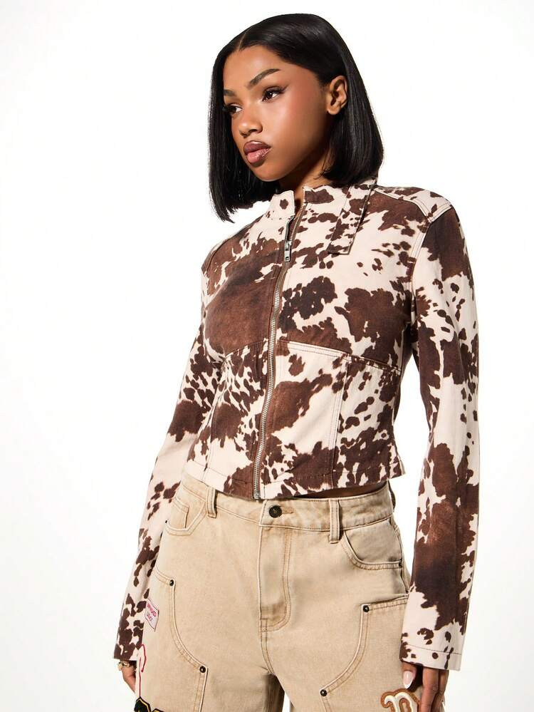 Cow print Jacket  | SHEIN