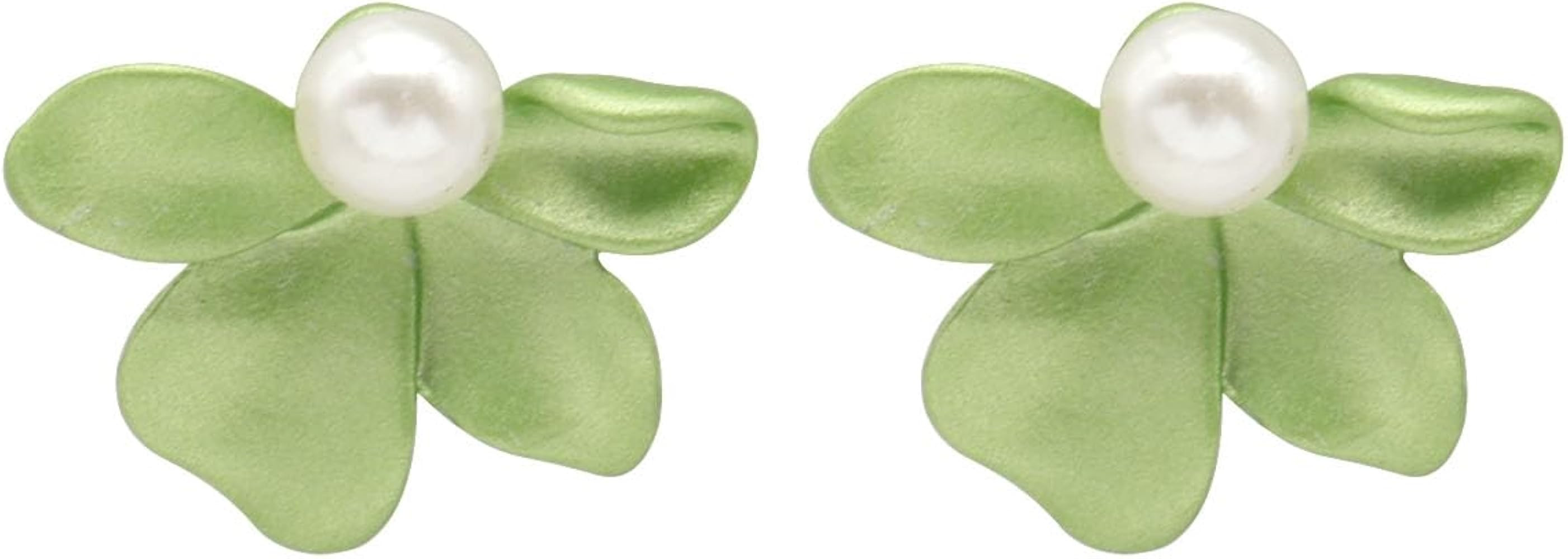 Simple Cute Petal Flower Stud Earrings for Women,Hypoallergenic Lightweight Artificial Pearl Earr... | Amazon (US)