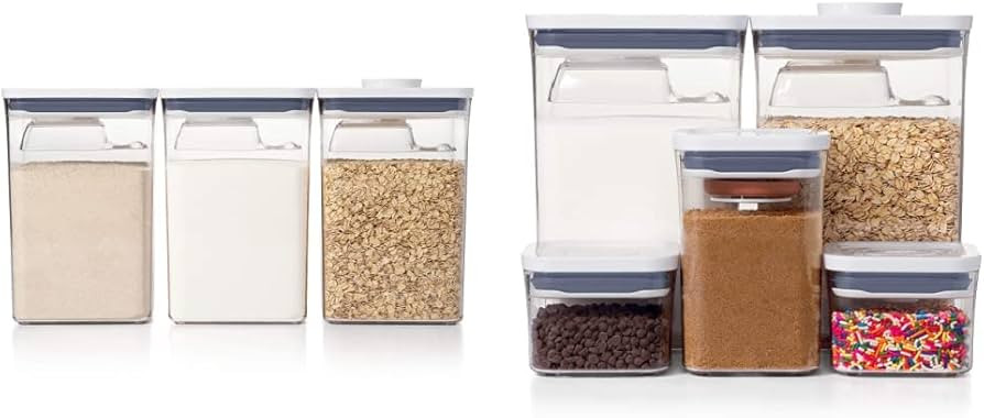 OXO Good Grips 6 Piece Large Canister Set with Scoops, 4.4 qt each, White & Good Grips 8-Piece Ba... | Amazon (US)