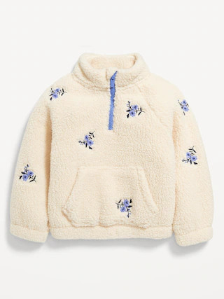 Long-Sleeve Half-Zip Embroidered Sweater for Toddler Girls | Old Navy (CA)