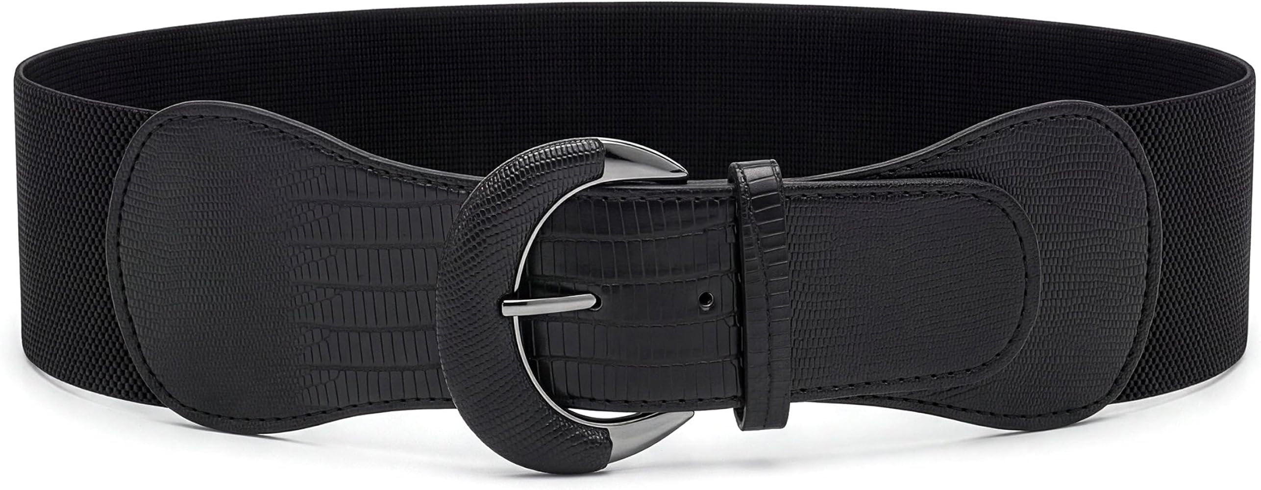 BlackButterfly Wide PU Elastic Stretch Thick Buckle Waist Belt | Amazon (US)