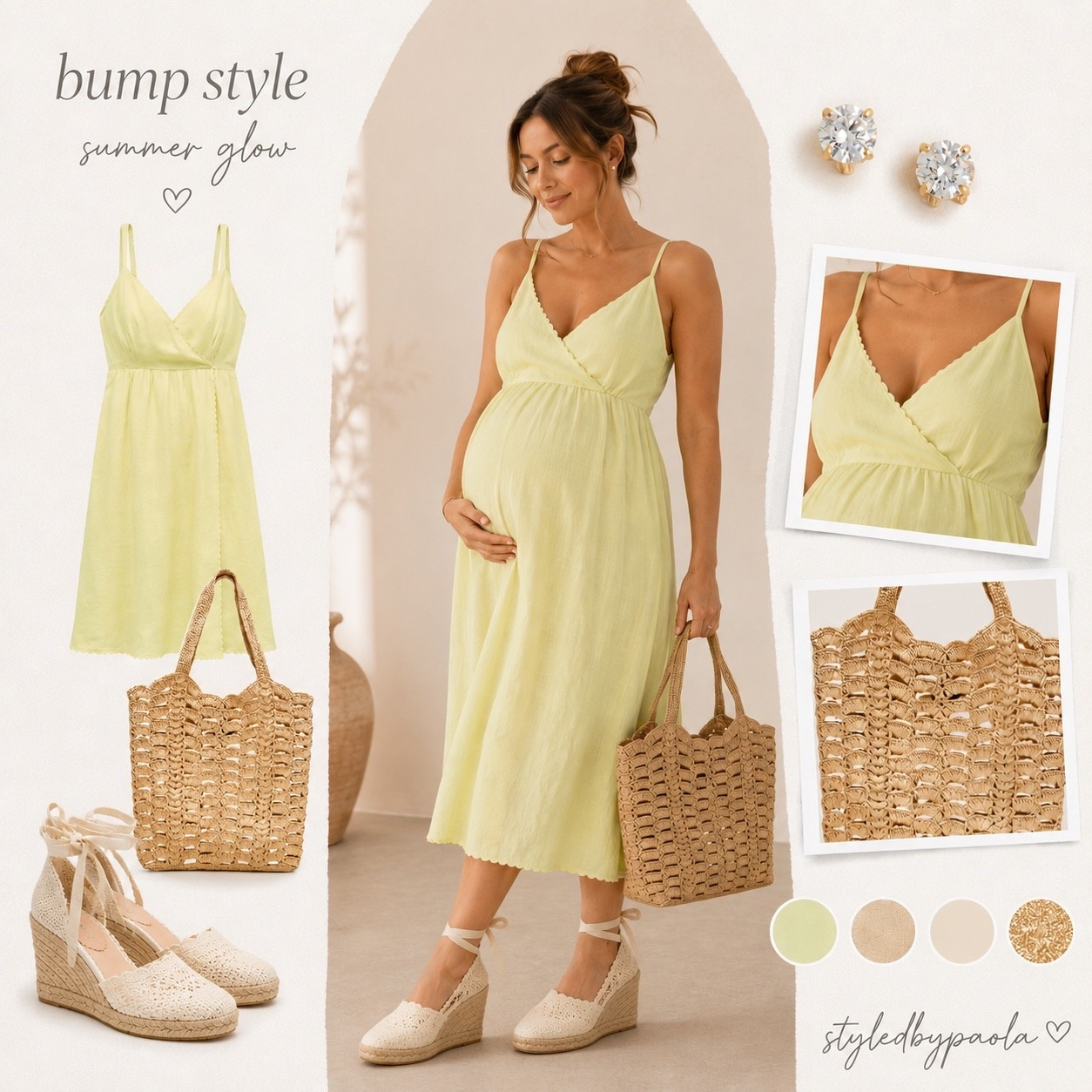 The prettiest summer bump-friendly outfit 🌿✨ This soft lime dress, crochet espadrilles, and woven tote are giving effortless vacation-ready vibes. Perfect for baby showers, brunch, and warm summer days. Follow @styledbypaola on LTK for more chic maternity finds 🤍

#LTKBump #LTKSeasonal #LTKU