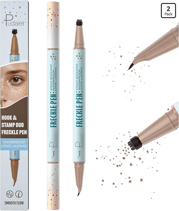 2 Pack Freckle Pen Set – 2-in-1 Dual Ended Microblading Pen & Freckle Stamp, 2 Different Color Combos,Waterproof & 24HR Longwear, Precise 15° Tip for Natural Lifelike Freckle Makeup. | Amazon (US)