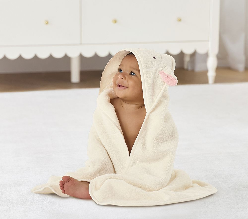Super Soft Lamb Baby Hooded Towel & Washcloth | Pottery Barn Kids