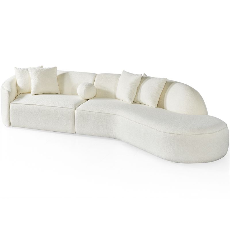 Galler Japandi Style Luxury Modern Boucle Fabric Curvy Couch in White - Walmart.com | Walmart (US)