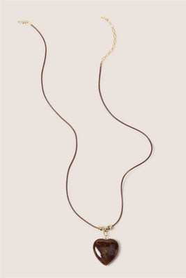 EVEREVE Women's Terra Heart Necklace, Brown | Evereve