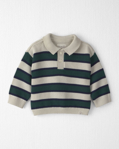 Baby Boy Organic Cotton Sweater Knit Polo in Stripes - Little Planet | Carter's | Carter's Inc