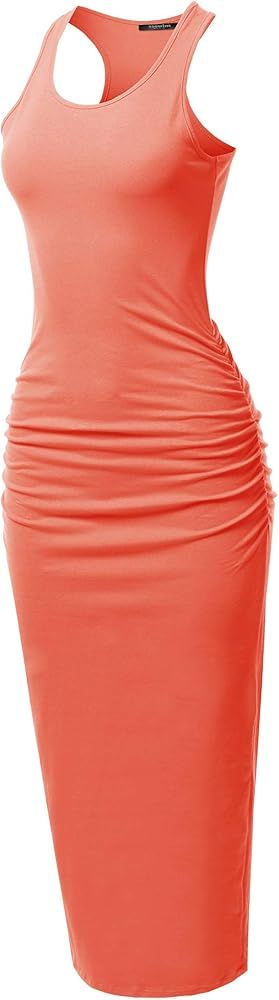 SSOULM Women's Shirring Racerback Tank Maxi Dress with Plus Size | Amazon (US)