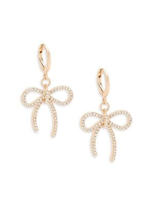 Area Stars 24K Goldplated &amp; Glass Crystal Bow Drop Earrings on SALE | Saks OFF 5TH | Saks Fifth Avenue OFF 5TH