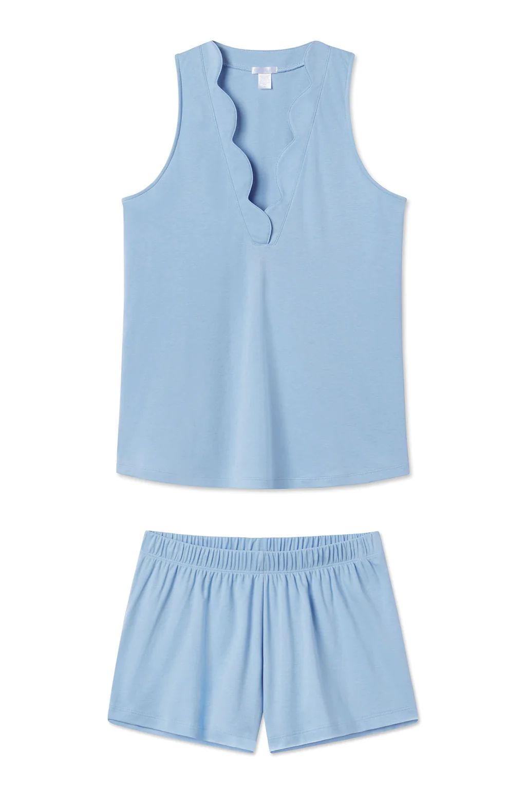 Pima Scallop Shorts Set in Chambray Blue | Lake Pajamas