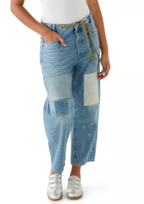 Free People Women's Moxie Low Slung Pull On Barrel Jeans | Belk