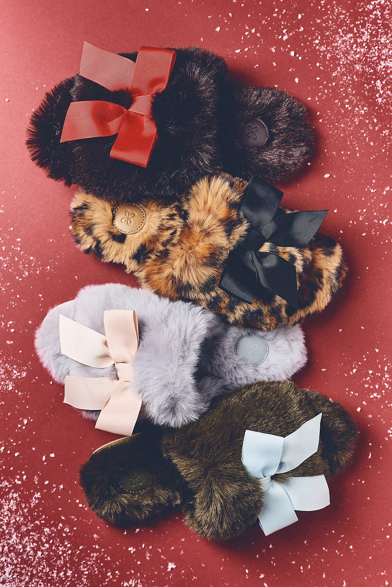 Maeve Faux Fur Open-Toe Bow Slippers | Anthropologie (US)