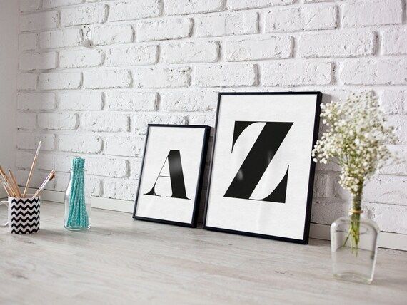 Personalised letter print - monogram - alphabet - house print- living room print - monochrome pri... | Etsy (UK)