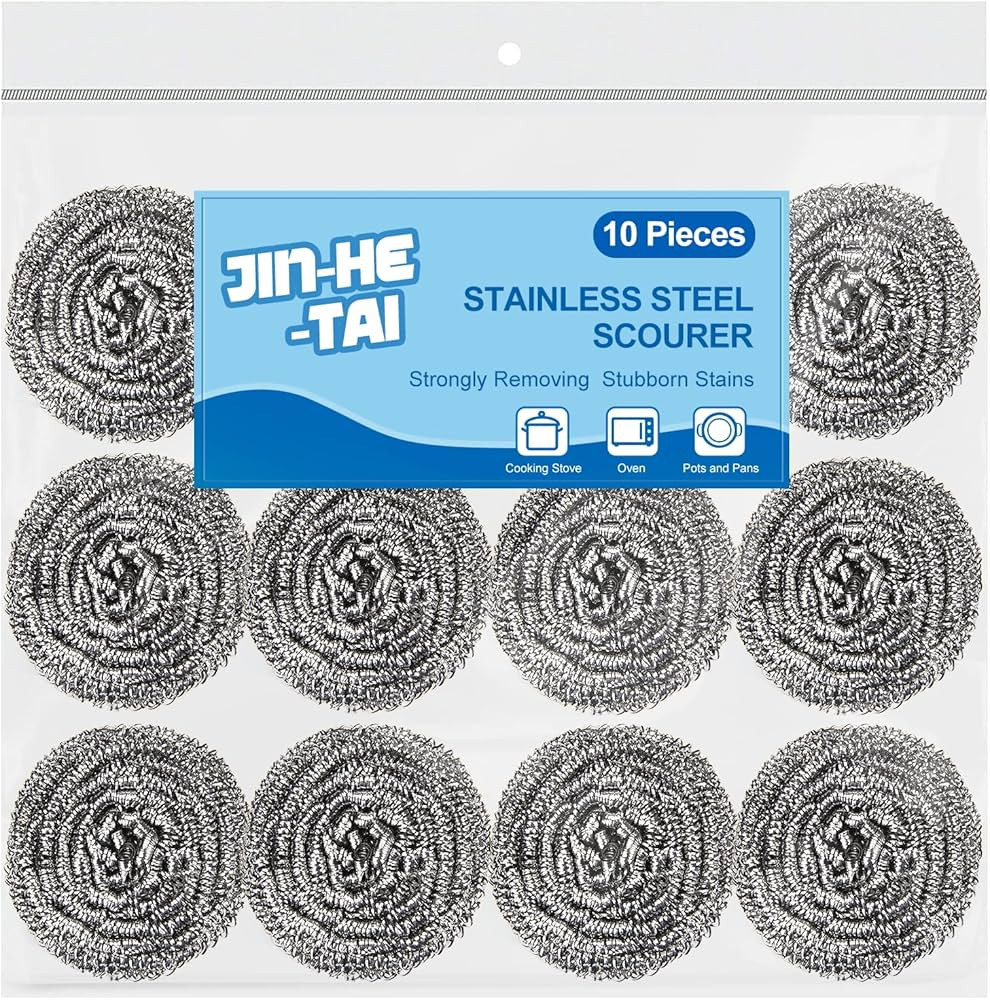 10 Pack Stainless Steel Scrubber, Steel Wool Srubber for Scouring Stubborn Messes from Pots and P... | Amazon (US)