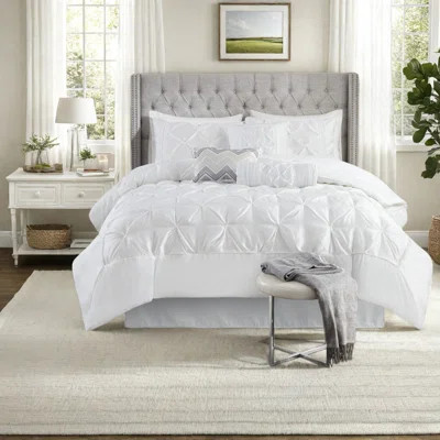 Elegant 7-piece White Bedding Set, Polyester, Sophisticated Bedroom Décor | Wayfair North America