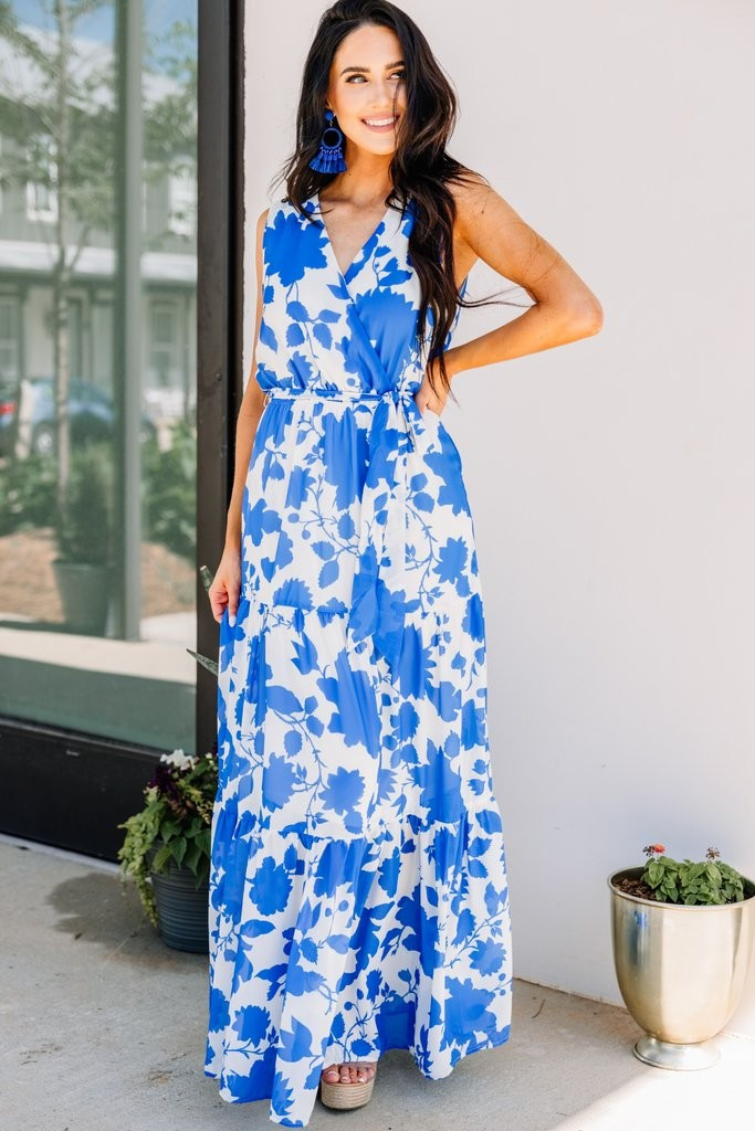 Give Your All Royal Blue Floral Maxi Dress | The Mint Julep Boutique